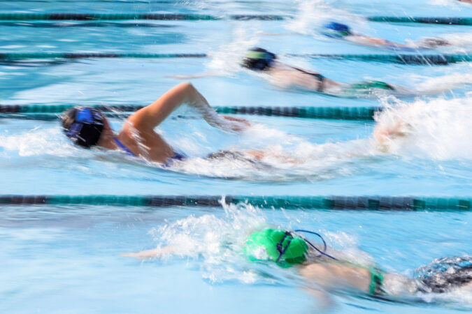 Freestyle swimmers motion blur